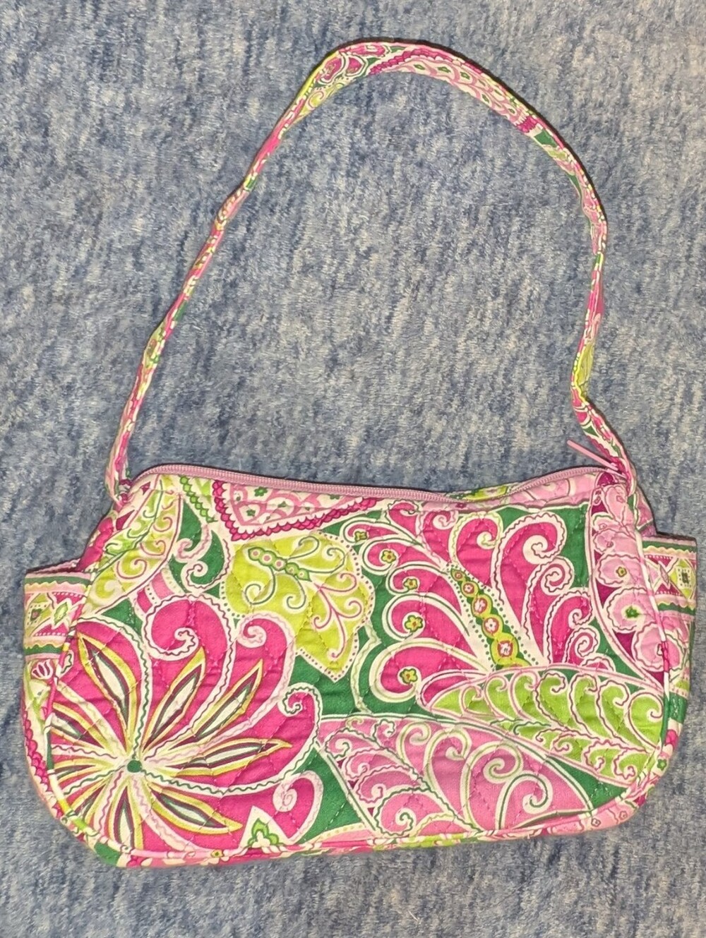 Vera Bradley Pinwheel Pink & Green Paisley Shoulder Bag - Picture 2 of 7
